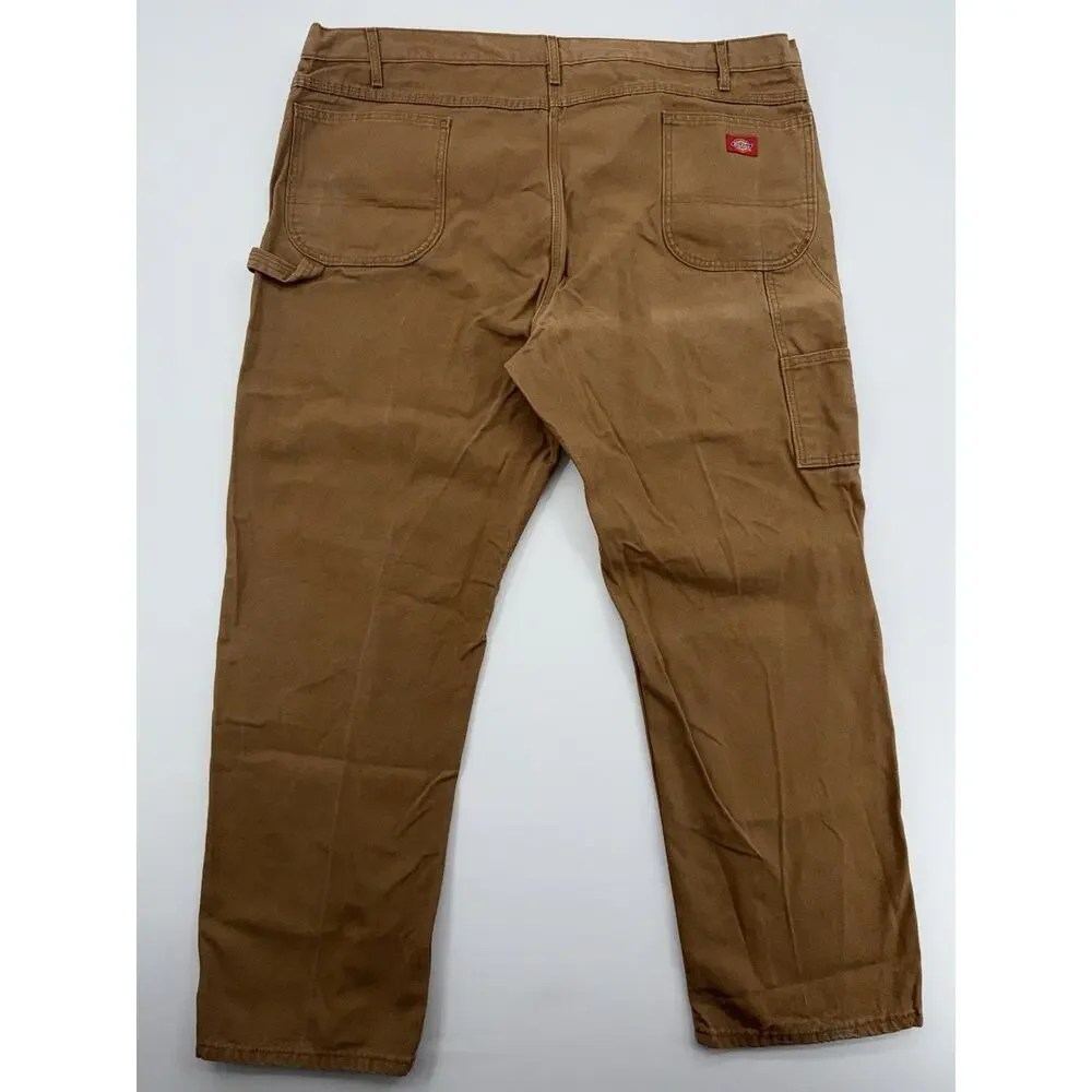 Dickies Carpenter Work Pants Mens 46x32 Brown Utility Hammer Loop